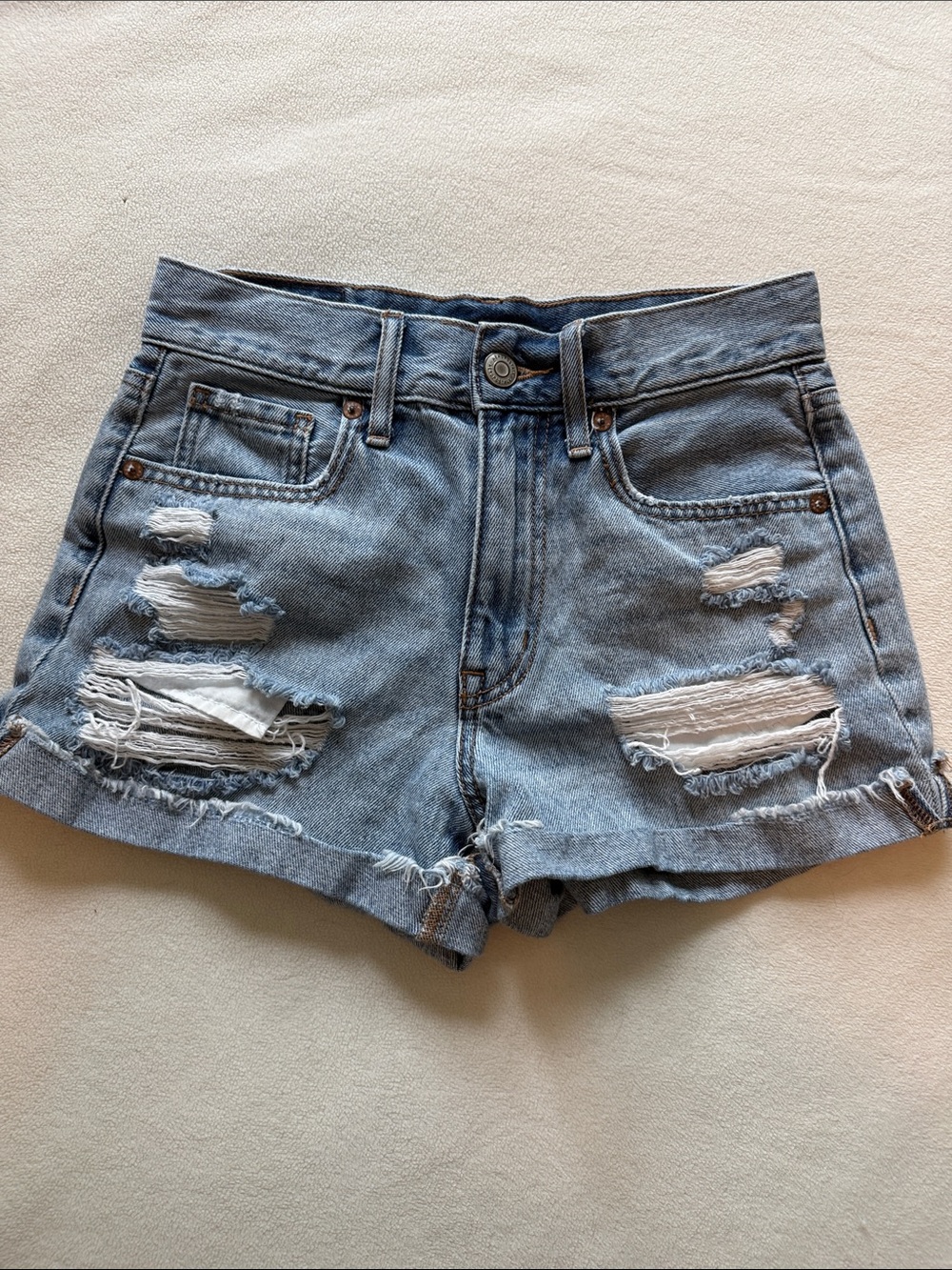 Aeropostale Women’s/Junior’s Light Blue Distressed Denim Shorts, Size 0